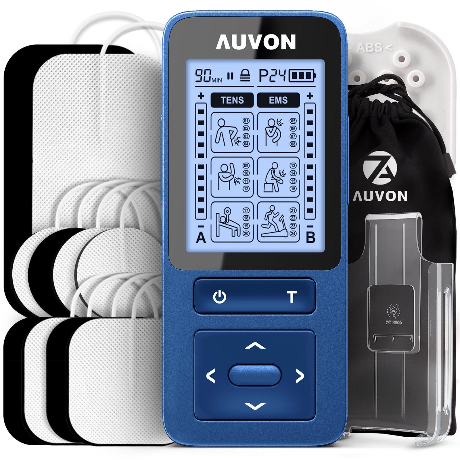 AUVON TENS Unit Dual Channel EMS Muscle Stimulator for Pain Relief, Rechargeable  Tens Machine with 2X Battery Life