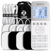 AUVON 4 Outputs H1 TENS Unit 24 Modes Muscle Stimulator for Pain Relief, Rechargeable TENS EMS Machine with Easy-to-Select Button Design, 2X Battery Life, Dust-Proof Bag and 8 Electrode Pads