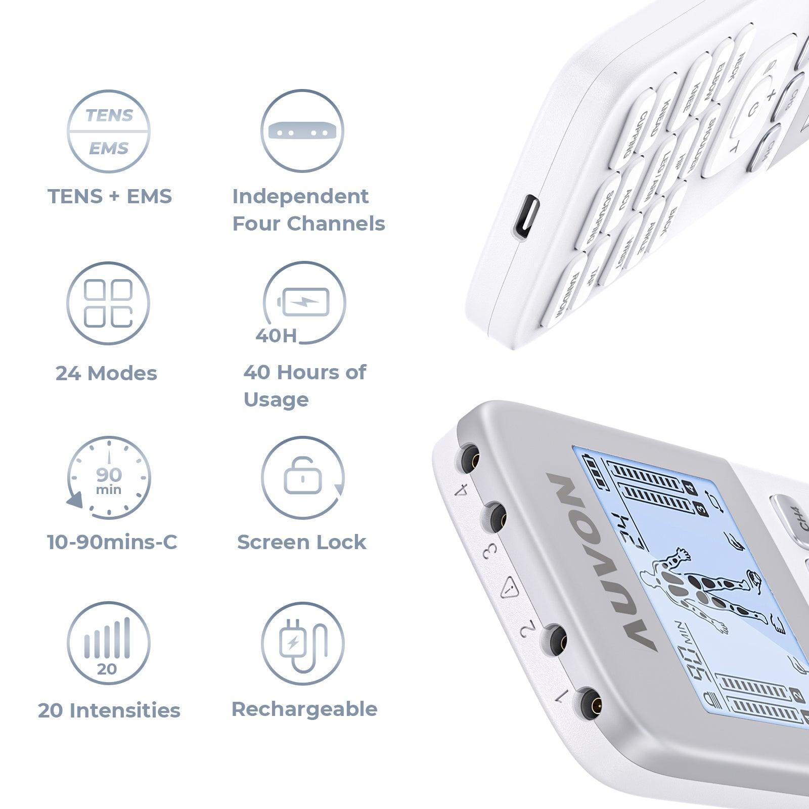 AUVON Dual Channel TENS EMS Unit 24 Modes Muscle Macao