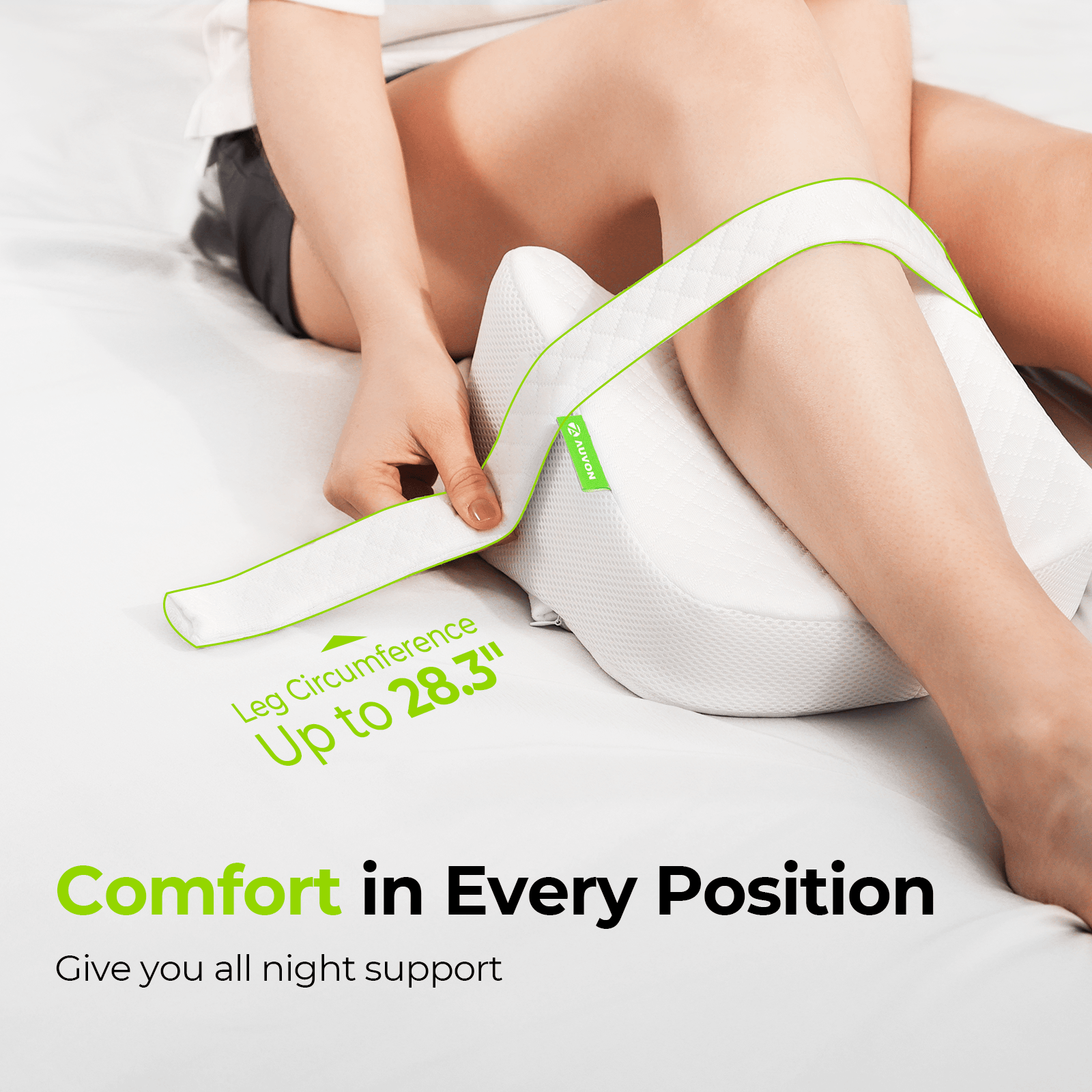 AUVON Contoured Knee Pillow, Cooling Memory Foam Between Leg