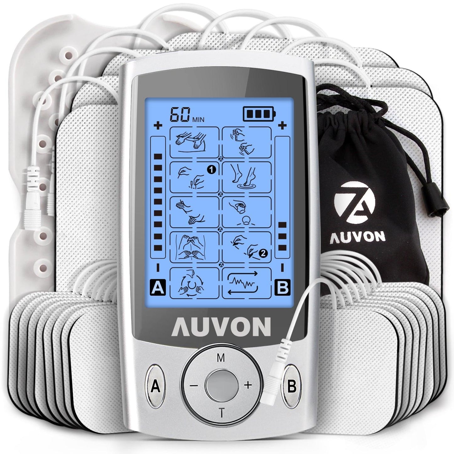 AUVON Rechargeable TENS Unit Muscle Stimulator, 4rd Gen 24 Modes TENS  Machine