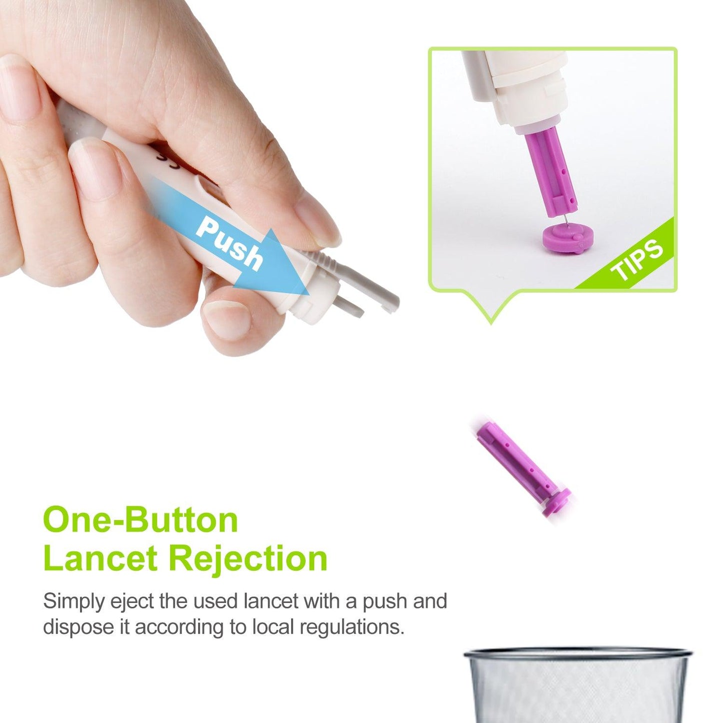 AUVON Lancing Device with Less Pain Design, Blood Sample Pen and Twist Top 100pcs 30 Gauge Lancets for Blood Sugar Level Monitoring - AUVON