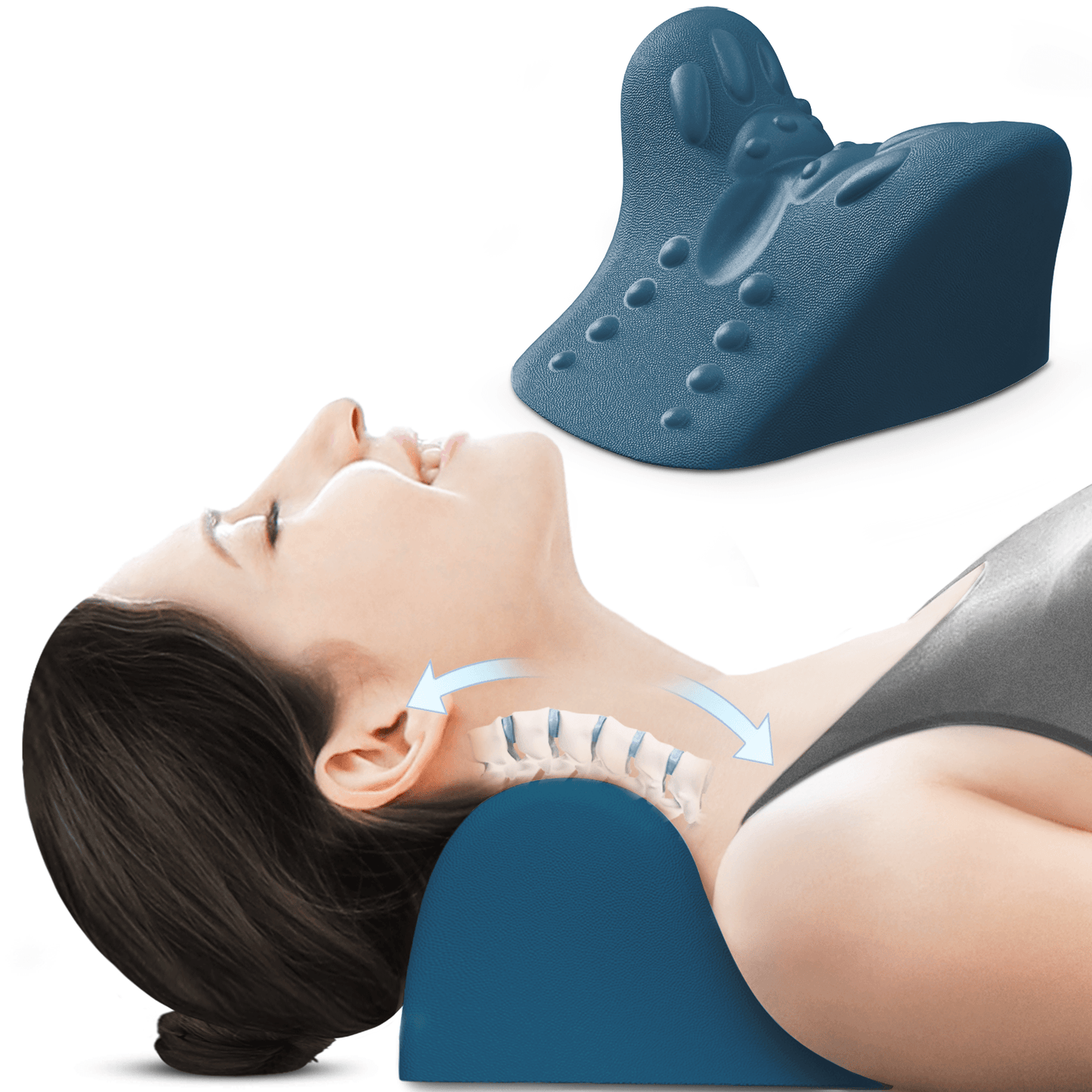 AUVON Neck Stretcher and Relaxer for Neck Pain Relief, Cervical Traction Device Pillow Joint-Developed with Physiotherapists & Orthopedists with TCM Acupoints for TMJ Pain and Cervical Spine Alignment - AUVON