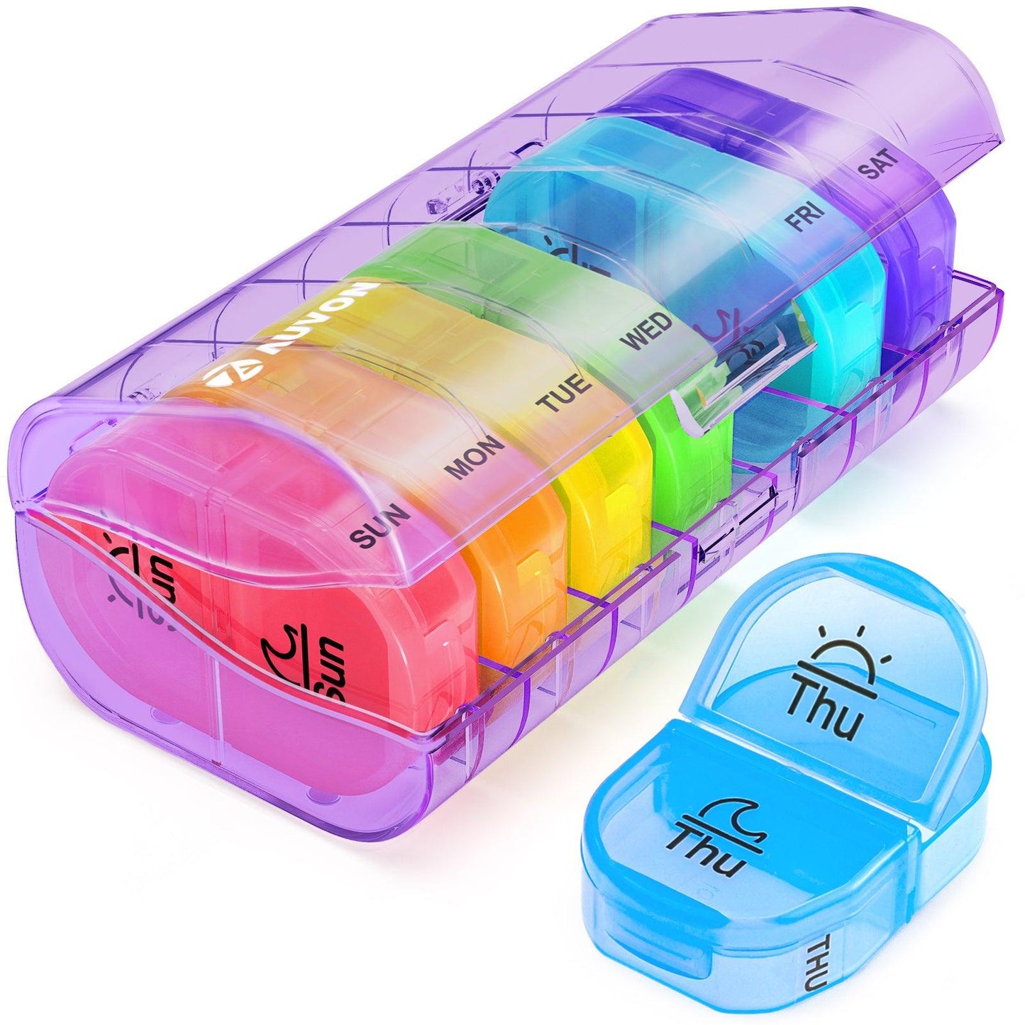 AUVON Pill Box 2 Times a Day, Weekly Pill Organizer AM PM with 7 Daily Pocket Case to Hold Vitamin, Medicine, Medication, and Supplement - AUVON