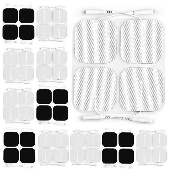 AUVON TENS Unit Replacement Pads 2"x2" 48 Pcs Value Pack, Reusable Latex-Free TENS Pads Electrode with Upgraded Self-Adhesion, Non-Irritating Pigtail Pads for Muscle Stimulator Electrotherapy - AUVON