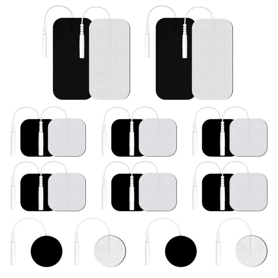 AUVON TENS Unit Replacement Pads Combination Set, 20 Packs Multiple Sizes Electrodes for TENS Unit, Reusable and Latex Free Pigtail TENS Pads for Multiple Pain Relief (2mm Connector) - AUVON