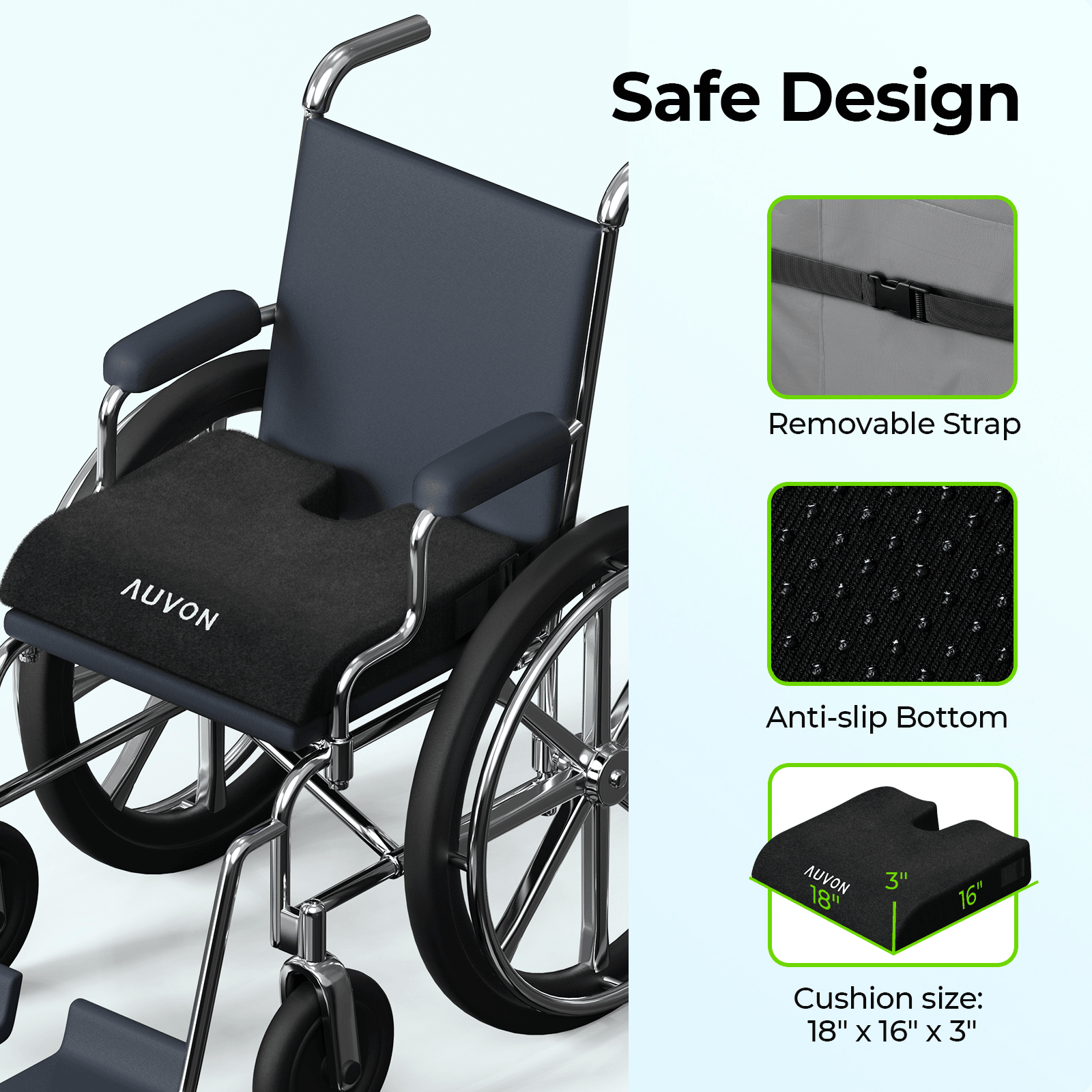 Seat Cushion, 20 Large Gel Seat Cushion for Long Sitting Pressure Relief–  Back Sciatica Tailbone Pain Relief Pad, Car Seat Cushion Pad, Wheelchair