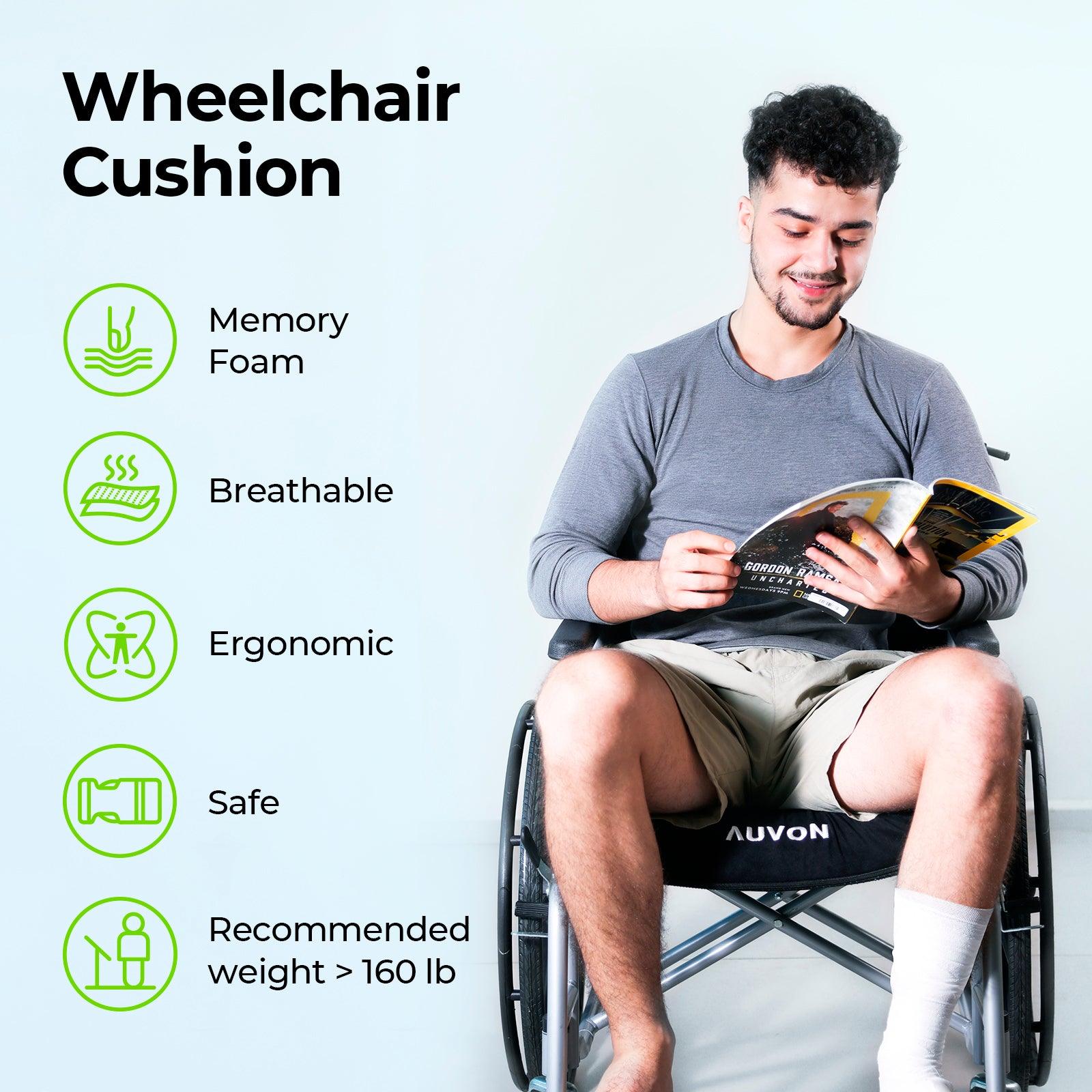 AUVON Wheelchair Seat Cushions, Memory Foam Pressure Relief Chair Cushion