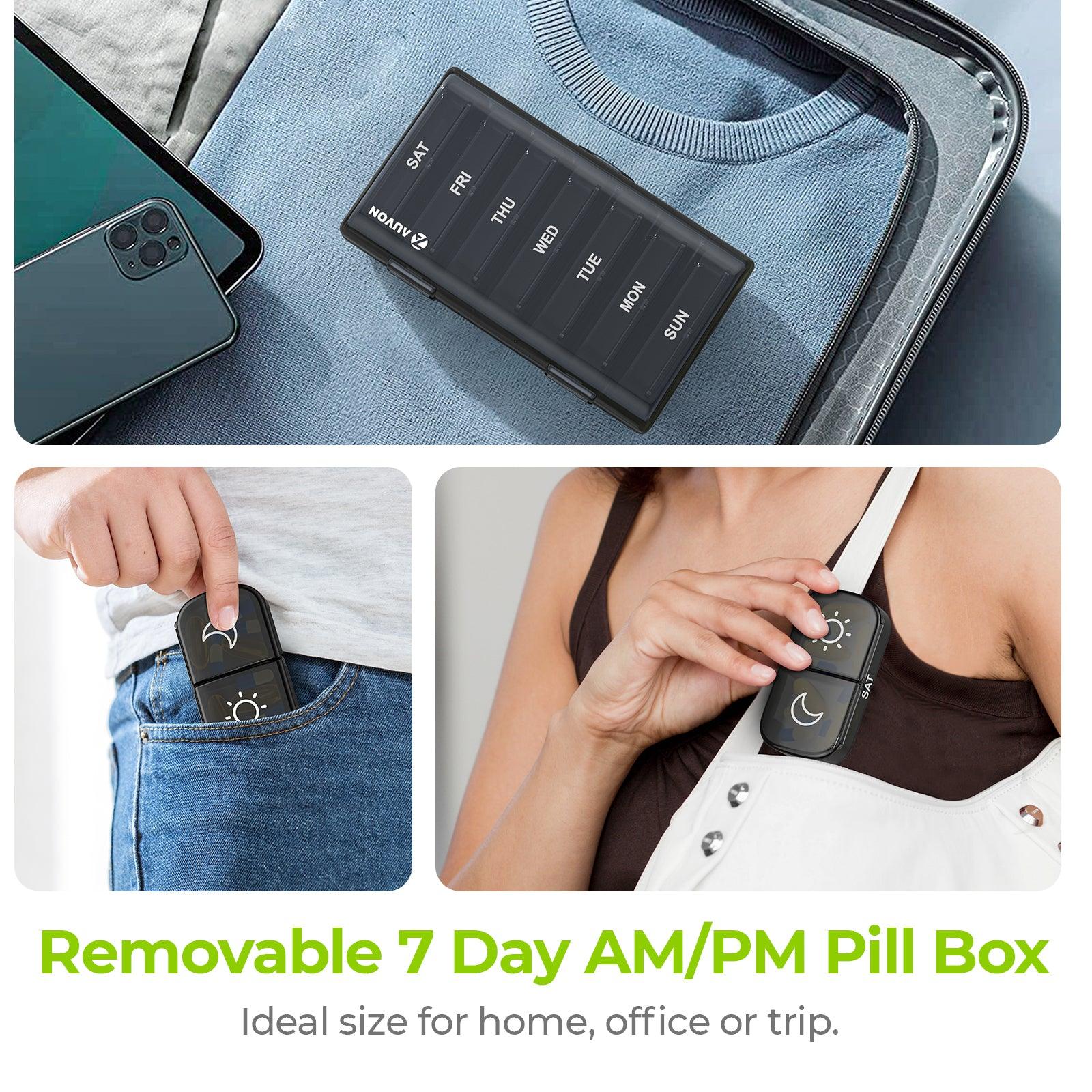 AUVON Pill Box 2 Times a Day, Weekly Pill Organizer AM PM with 7