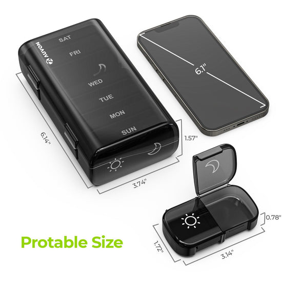 AUVON XL Weekly Pill Organizer 2 Times a Day, Pill Box 7 Day with One ...