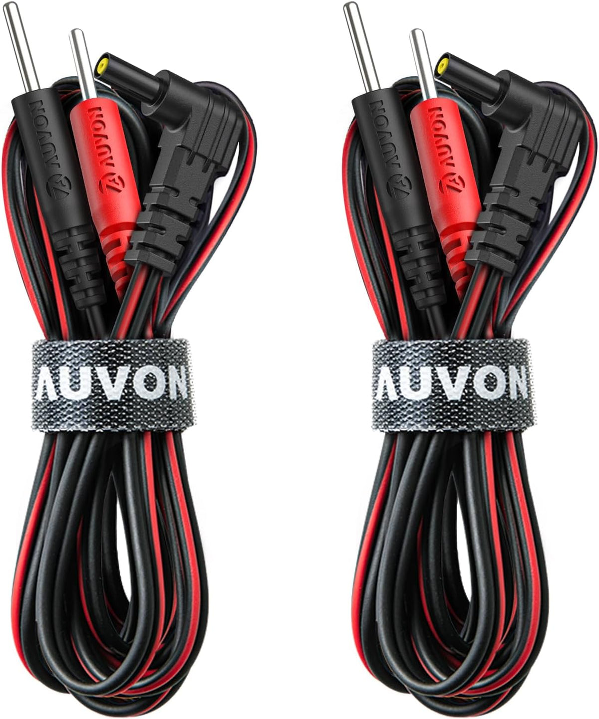 AUVON Premium TENS Unit Electrode Lead Wires for 2mm Pin TENS Pads, 2 Pack Soft TPE Material with 40,000+ Bends, Lead Wires Compatible with Most TENS Unit Muscle Stimulators with 2.35mm Plugs