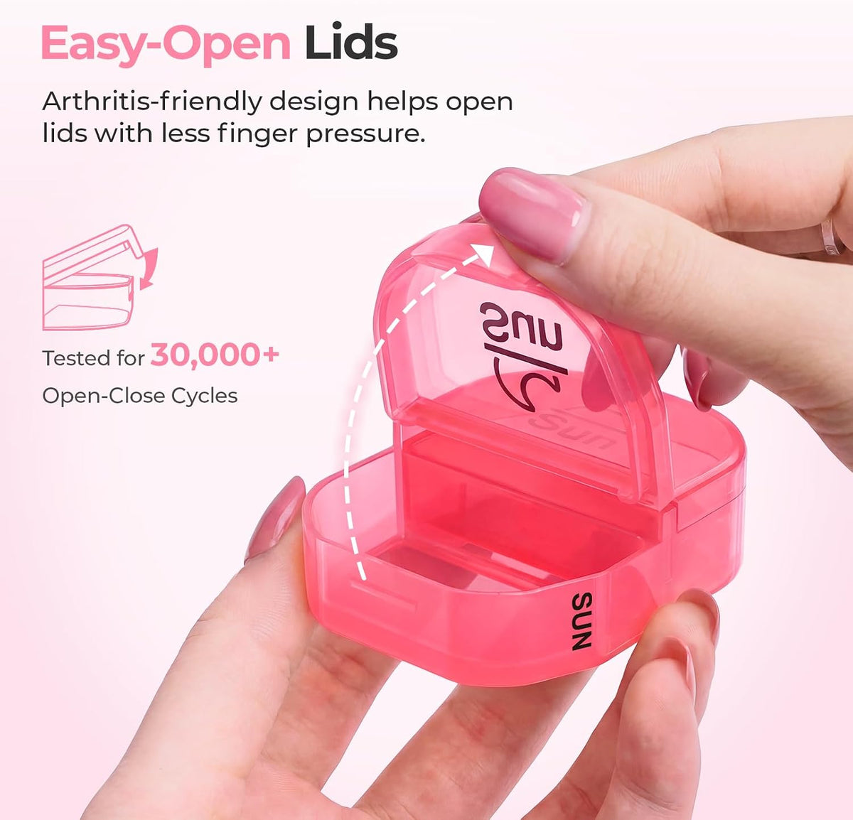 AUVON Weekly Pill Organiser with PU Leather Bag for Women, Dual Protection Large Pill Box 7 Day 2 Times a Day, Portable Tablet Organiser for Fish Oils, Vitamins, Supplements, Travel Pill Case