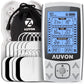 AUVON Dual Channel TENS Unit 24 Modes Muscle Stimulator for Pain Relief,Rechargeable TENS Machine Massager with 12 Pads, ABS Pads Holder, USB Cable and Dust-Proof Storage Bag